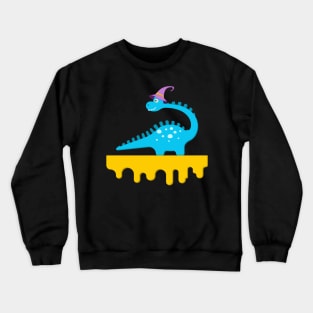 Dino in witch hat. Crewneck Sweatshirt